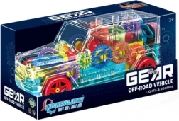 prozoren terenski avto z zobniki in svetlobnimi učinki