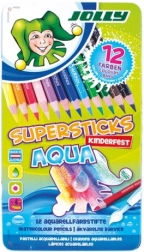 Akvarelne barvice JOLLY Supersticks Aqua, 12 barv v kovinski škatlici