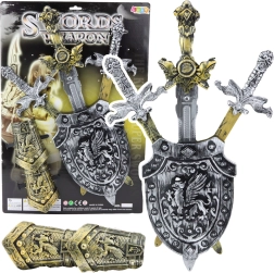 Viteški komplet z meči, ščitom in ščitniki