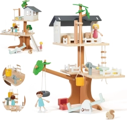 Classic World lesena hišica na drevesu za punčke, 31 kosov