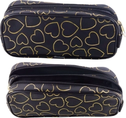 Peresnica črna z zlatimi srčki, dvoprekatna