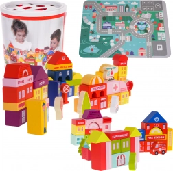 Lesene kocke Mesto za otroke 3+ Puzzle podloga in oblikovni sortirnik