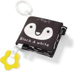 Senzorična tekstilna knjižica BLACK & WHITE z grizalom in obročkom