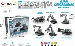 Konstrukcijski set gradbenih strojev 6v1 z vodnim hidravličnim pogonom, 223 delov, za otroke 8+