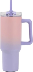 Velik termični lonček s slamico – pastelen