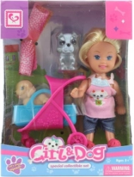 Punčka z vozičkom za hišne ljubljenčke