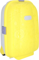 Otroški kabinski kovček na kolesih z LED kolesi in mestom za ime – rumena