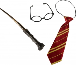 Komplet čarovnika z očali, kravato in palico