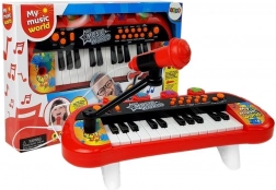 Otroški klaviaturni instrument 24 tipk z mikrofonom USB – rdeč