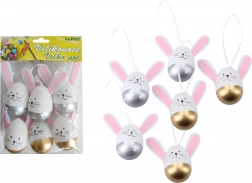 Dekorativna plastična pobarvana jajca za obešanje 6 cm, 6 kos