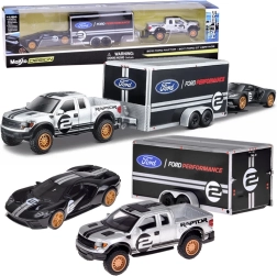 Maisto kovinski set 1:64 – FORD Raptor s prikolico in FORD GT Heritage