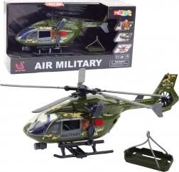 Vojaški helikopter s svetlobo in zvoki 1:12 s kavljem in nosili
