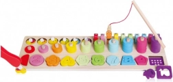 Lesena izobraževalna 4v1 set s številkami, oblikami in magnetnim ribolovom