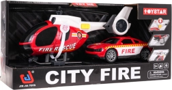 Gasilski set helikopter in avto z lučmi in zvoki