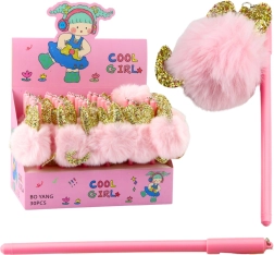 Gel pero z rožnatim cofom, moder črnilo, 17 cm, 0,5 mm