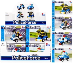 Gradbeni komplet Policija – mini vozila, 4 različice