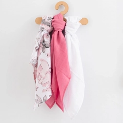 Mušelinske plenice 60 × 80 cm, komplet 3 kosov za deklice NEW BABY