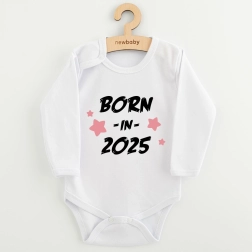 Otroško bodi z potiskom new baby born in 2025 rožnato 86