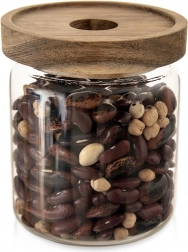 Steklena posoda za živila z lesenim pokrovom in tesnilom 730 ml