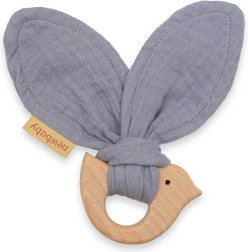 New Baby Bird teether with little bird, grey