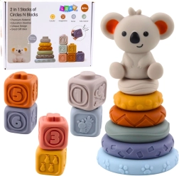 Senzorični stolp in mehke silikonske kocke koala, 13 delov