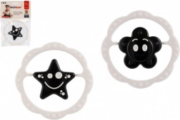 plastična ropotulja in grizalo – krog 12 cm, črno-belo, od 0 mesecev