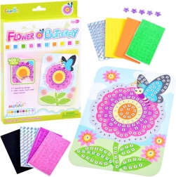 Mozaika cvet z metuljčkom