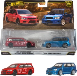 Hot Wheels Premium dvojni paket – 2004 Subaru Forester STI in 2005 Mitsubishi Lancer Evolution
