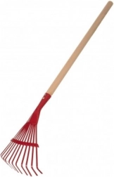 Otroške ravne grablje z lesenim ročajem 80 cm – Rdeče