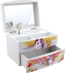 Glasbena škatlica za nakit z enorogom