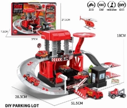 Parkirni komplet z gasilskimi kovinskimi avtomobili in helikopterjem