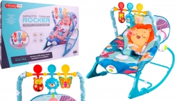 Ležalnik in gugalnik z vibracijami modri lev