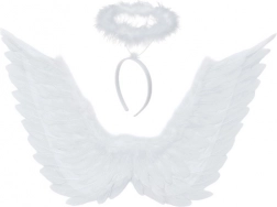 angelska krila z avreolo bela 70 × 45 cm