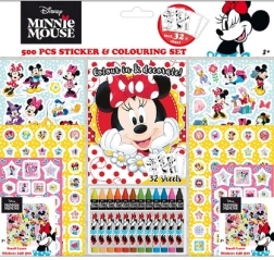 Komplet nalepk s pobarvankami in voščenkami Minnie – 500 kosov