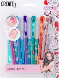 Tetovirski komplet z dišečimi gel peresi in šablonami, 6 barv