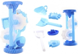 Otroški modri mlinček za pesek in vodo z modelčki