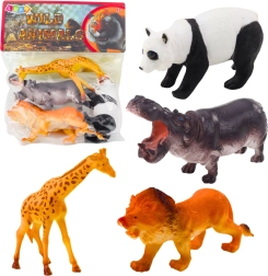 Set figur divjih živali – panda, žirafa, lev in povodni konj (4 kosi)