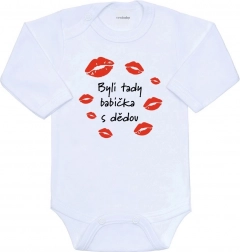 Otroško bodi s potiskom New Baby Bila sta tu babica in dedek, dolg rokav