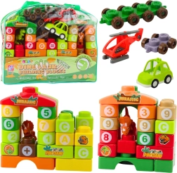 Gradbeni set za otroke dinozavri s črkami in številkami v torbi 91 kosov