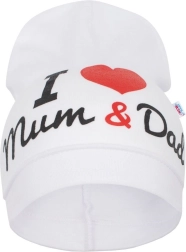 Otroška kapica New Baby I Love Mum and Dad bela 3–9 m