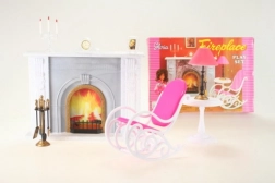 Glorie komplet s kaminom in pohištvom za punčke
