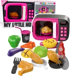 Otroška mikrovalovna pečica s priborom, lučkami in zvoki – rožnata