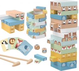 WOOPRIE Lesena igra Tresoči stolp Živalice 82 kos