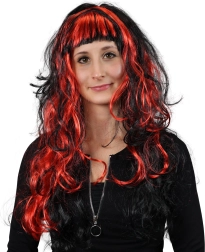 Red and Black Wig with Bangs
