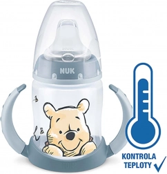 Dojenčka steklenička NUK Medvedek Pu s kontrolo temperature 150 ml siva