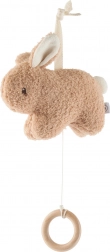 Viseča glasbena igrača zajček z lesenim obročkom