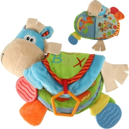 Otroška senzorična knjigica z ropotuljico in grizalom Osliček