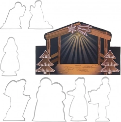 Set nerjavečih modelčkov za izrezovanje Božič – jaslična scena, 7 kosov