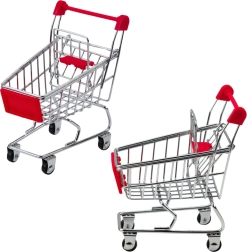 Mini kovinski nakupovalni voziček za otroke in punčke – dekoracija in organizator