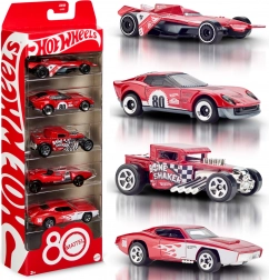 Hot Wheels Mattel rubinasto rdeča kolekcija 5 avtomobilčkov ob 80. obletnici